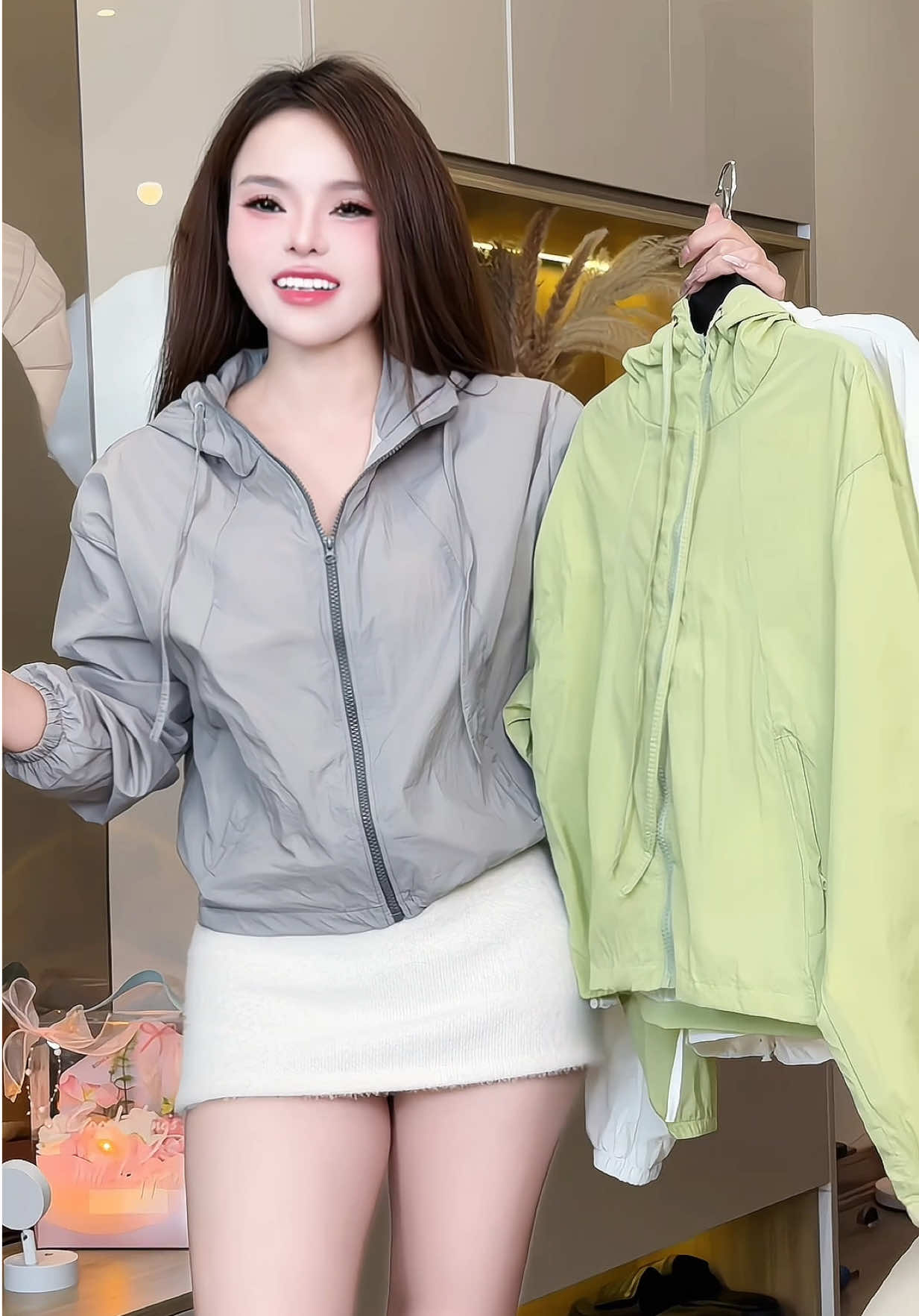 Áo khoác gió nhăn mặc lên tôn dáng chống nắng chống gió ##gucuahue##aokhoac