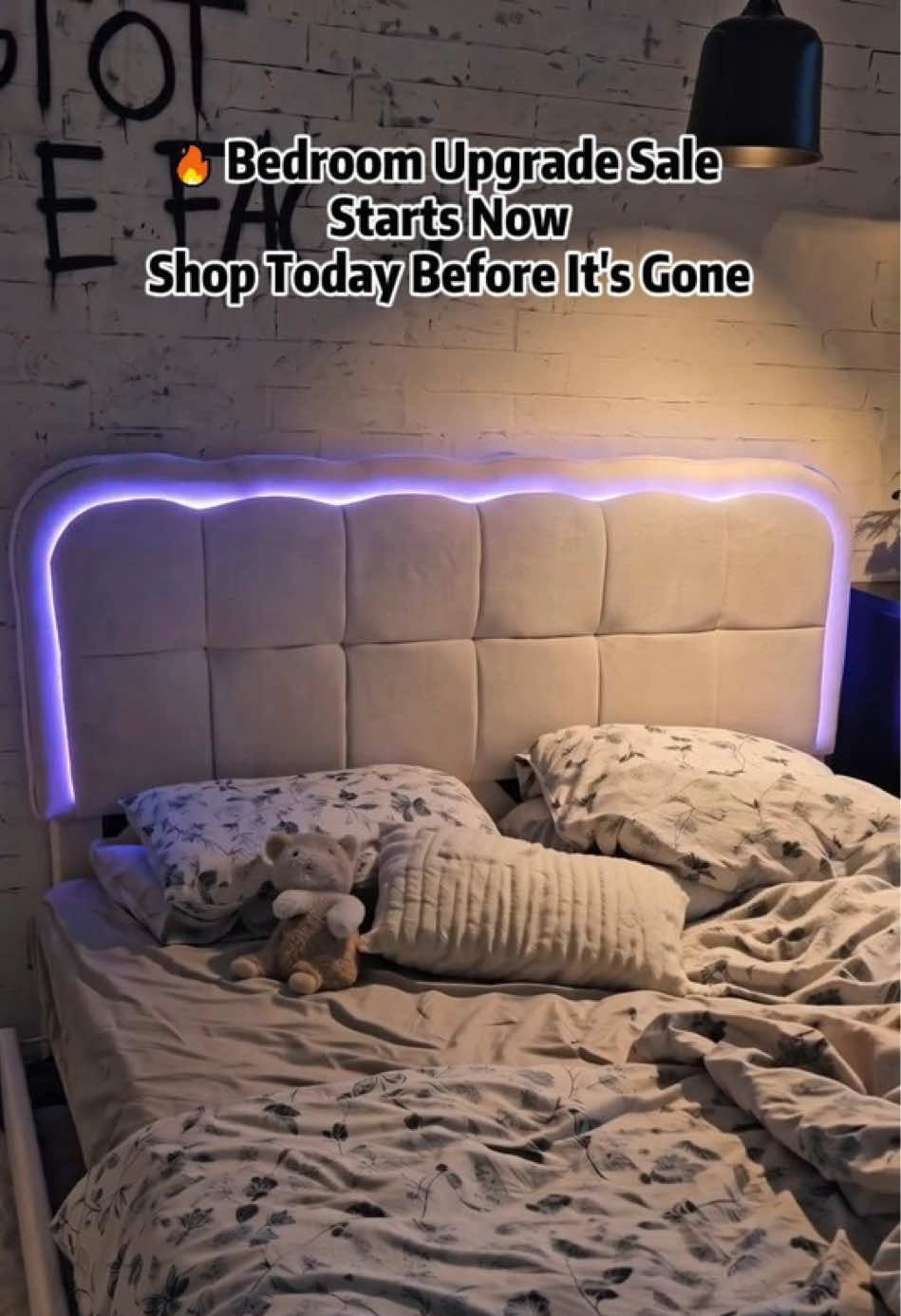 ☁️ Soft, stylish, and made for sweet dreams. ✨ LED lighting 🤍 Gray velvet finish 📦 Hidden storage space Your bedroom glow-up starts here. 🔥 Limited-time sale！ #CloudBed #LEDBed #GrayBedroom #StorageBed #TikTokShop 