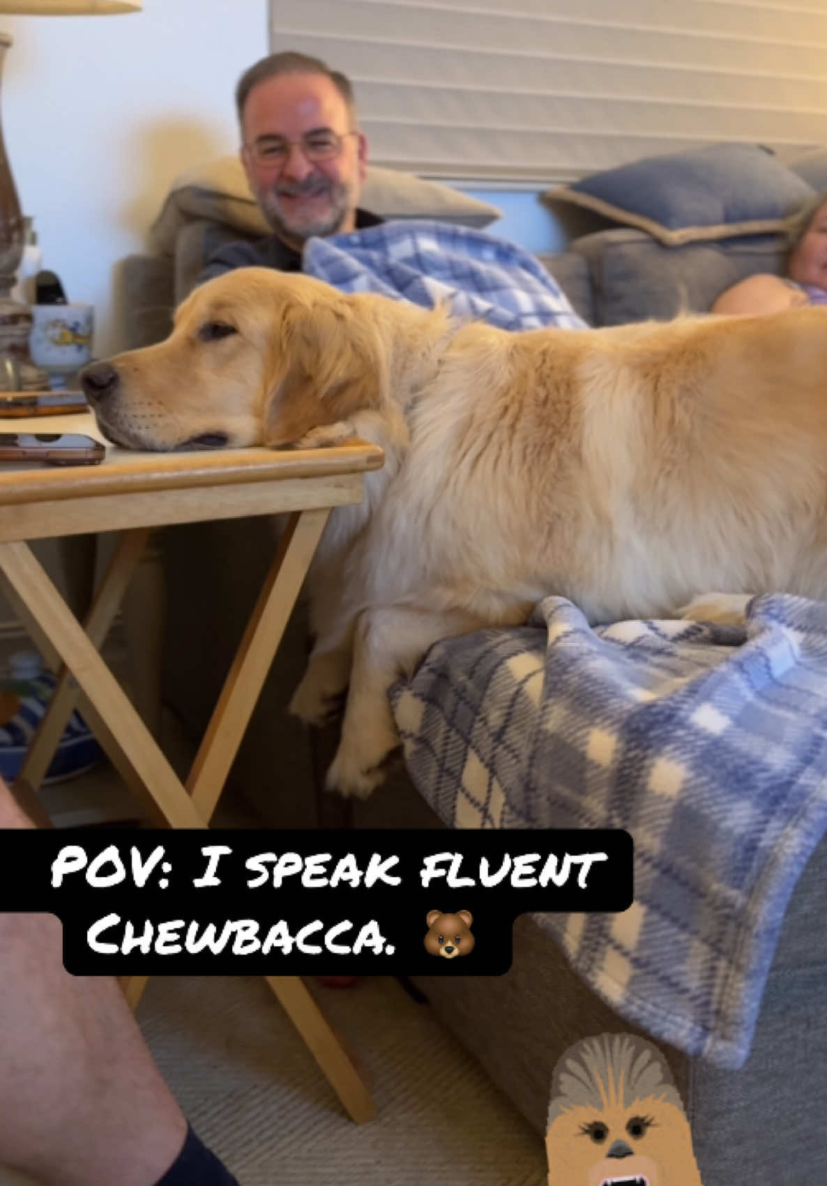 When your dog makes Chewbacca noises instead of barking because he wants something. 😂🐶 Every sound means something different. #GoldenRetriever #DogTok #FunnyDogs #TalkingDog #Chewbacca 