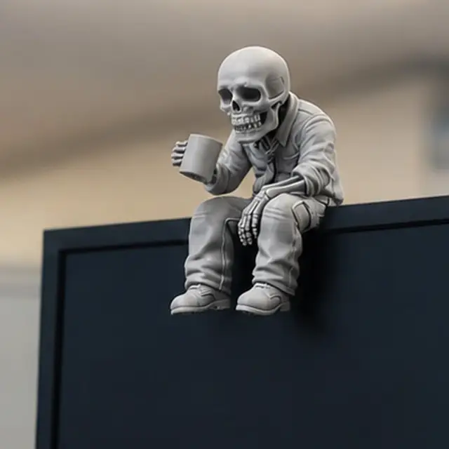 WFH has you feeling dead inside? Same.

This 8cm coffee skeleton sits on your monitor, keyboard or desk edge and perfectly sums up burnout, all‑nighters and back‑to‑back Zoom calls. Gothic, sarcastic and weirdly cute, it’s the tiny desk buddy that makes coworkers stop and laugh.

Drop it on your home office, gaming setup or gift it to that one coworker who’s permanently ‘done’ with meetings.

Add to cart if your soul left the building but your body still clocks in. #desktok #officedecor #gothicdecor #workfromhome #giftideas