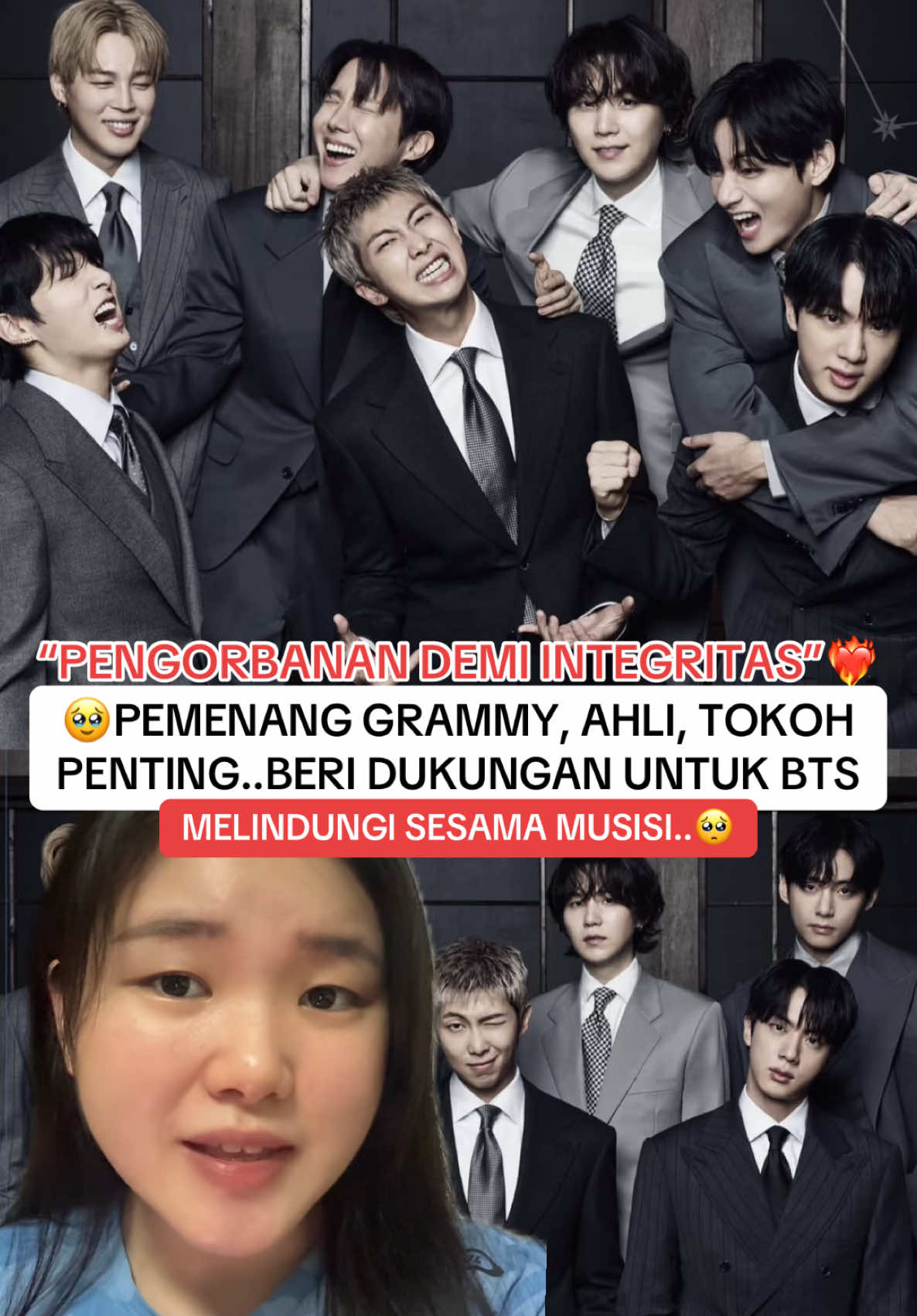 Dengan dukungan dan penyataan dari sesama Musisi, kritikus, tokoh penting, termasuk pemenang Grammy terhadap BTS.. aku harap orang-orang bisa paham kalau disini BTS berusaha untuk melindungi sesama musisi agar mendapatkan kesetaraan🥺💜 Karena bahkan BTS bukan tipe yang suka membahas sebuah masalah secara public gini, kenyataan member sendiri memutuskan untuk melakukan ini, menunjukkan Bangtan sudah memikirkan ini secara matang #bts_official_bighit #BTS #grammy #TikTokTainment #btsarmy 