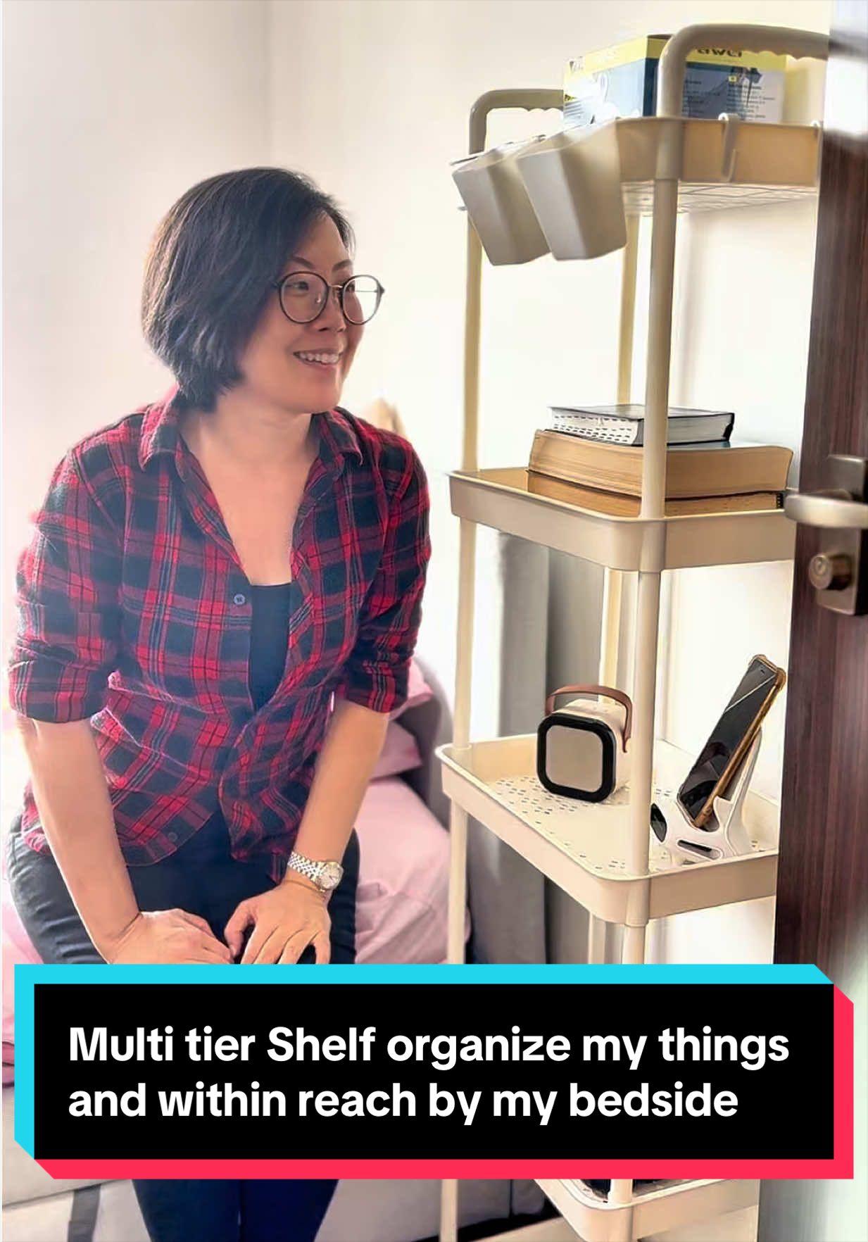 I got a multi tier shelf to organize my things and place all my favourite things within my reach by my bedside #createtowin #techlisa #tiktokshopmakemebuyit #ttslobang #multitiershelf 