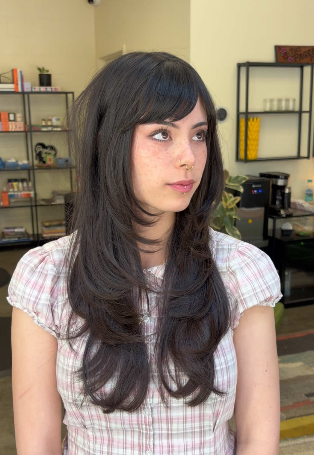 Side bangs and layers 💙  #sanjosehairstylist #layeredhaircut #sanjosealternativestylist #bayareahairstylist #alternativehair 