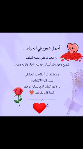 #اجمل شعور في الحياه  ان تجد شخص يشبه قلبك فيصبح وجوده طمانينه وحديثه راح