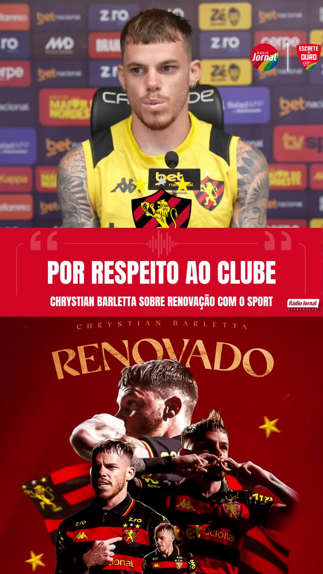 Barletta acertou a renovação de contrato com o Sport e seguirá vestindo a camisa rubro-negra!👀🦁 Você acha que a renovação de Barletta foi a decisão certa? *digital *MS *JS #digital #sport #sportrecife #jogador