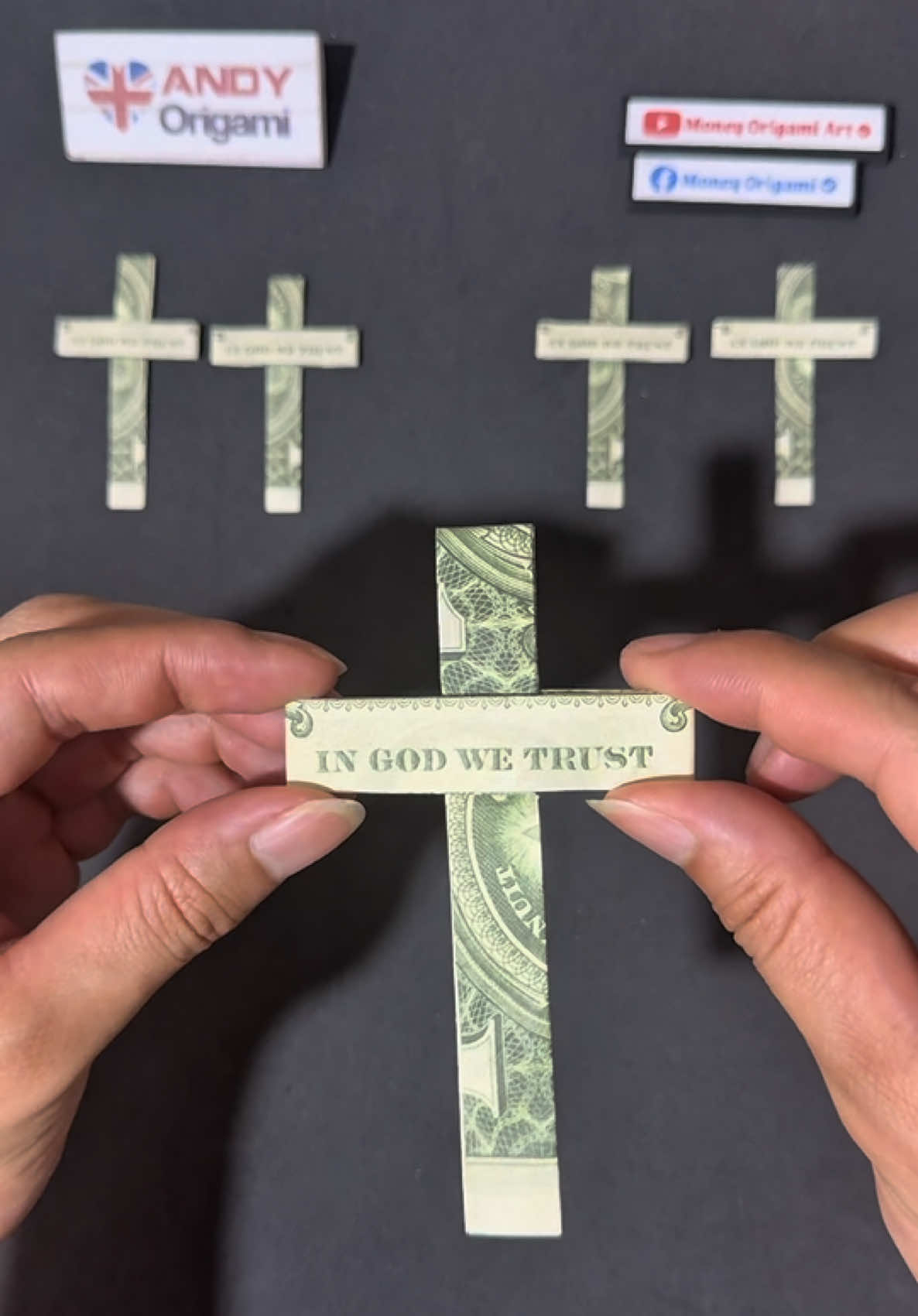 Trust in god - Cross dollar bill origami #origami #andyorigami #moneyorigami #giftidea #origamicross 