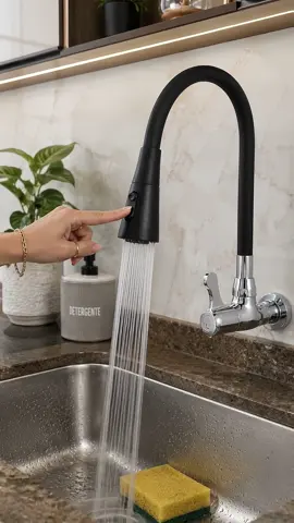 Torneira flexível com rotação 360° e dois tipos de jato para facilitar sua rotina. #torneira #cozinha #cozinhamoderna #casa #utensilios