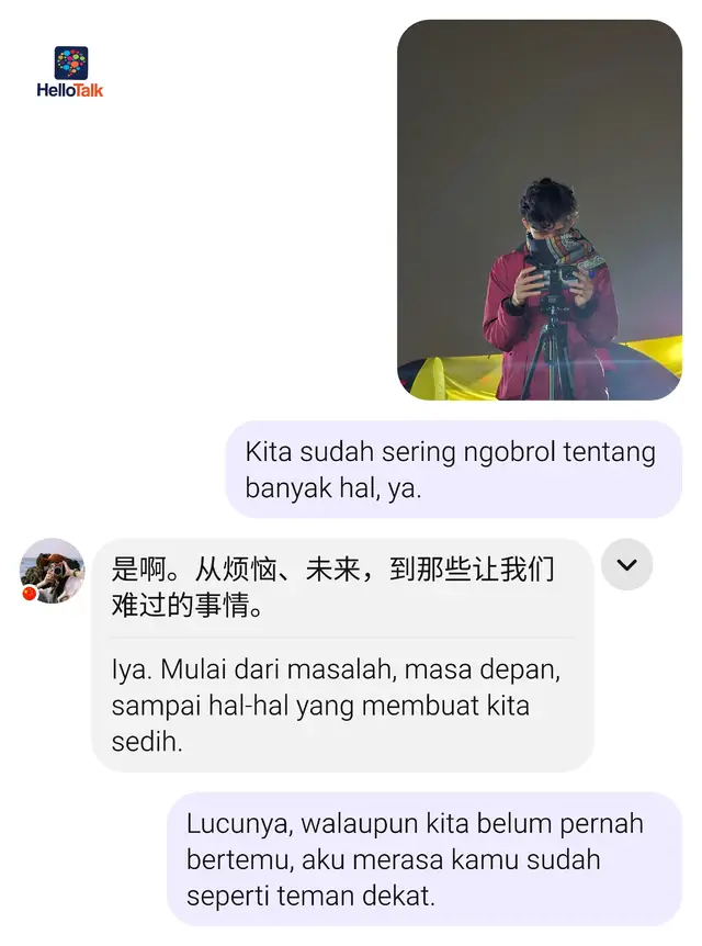 Kita sudah berbagi banyak cerita. Tentang rasa lelah, kesedihan, masa depan, dan bagaimana cara untuk terus melangkah. Walaupun belum pernah bertemu, rasanya seperti sudah mengenal sejak lama. Mungkin sekarang kita masih terpisah oleh jarak dan hanya bisa berbicara lewat layar. Tapi… “Akan ada saatnya di mana aku berdiri di hadapanmu, menatap wajahmu, dan berkata… akhirnya kita bertemu.” Karena beberapa pertemuan memang membutuhkan waktu… tapi bukan berarti tidak akan pernah terjadi. 🤍 Semoga suatu hari nanti, kita tidak lagi berbicara lewat layar, tetapi bisa saling menatap dan berkata… “Akhirnya kita bertemu.” #HelloTalkFriend #languagepartner #edsheeran #perfect #fyp 