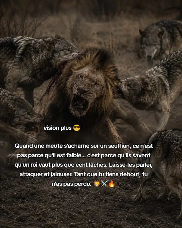 Ils étaient nombreux. Il était seul. Pourtant, un roi ne baisse jamais la tête devant une meute. 🦁⚔️🔥 #Mentalité #Discipline #Force #Lion #Motivation 