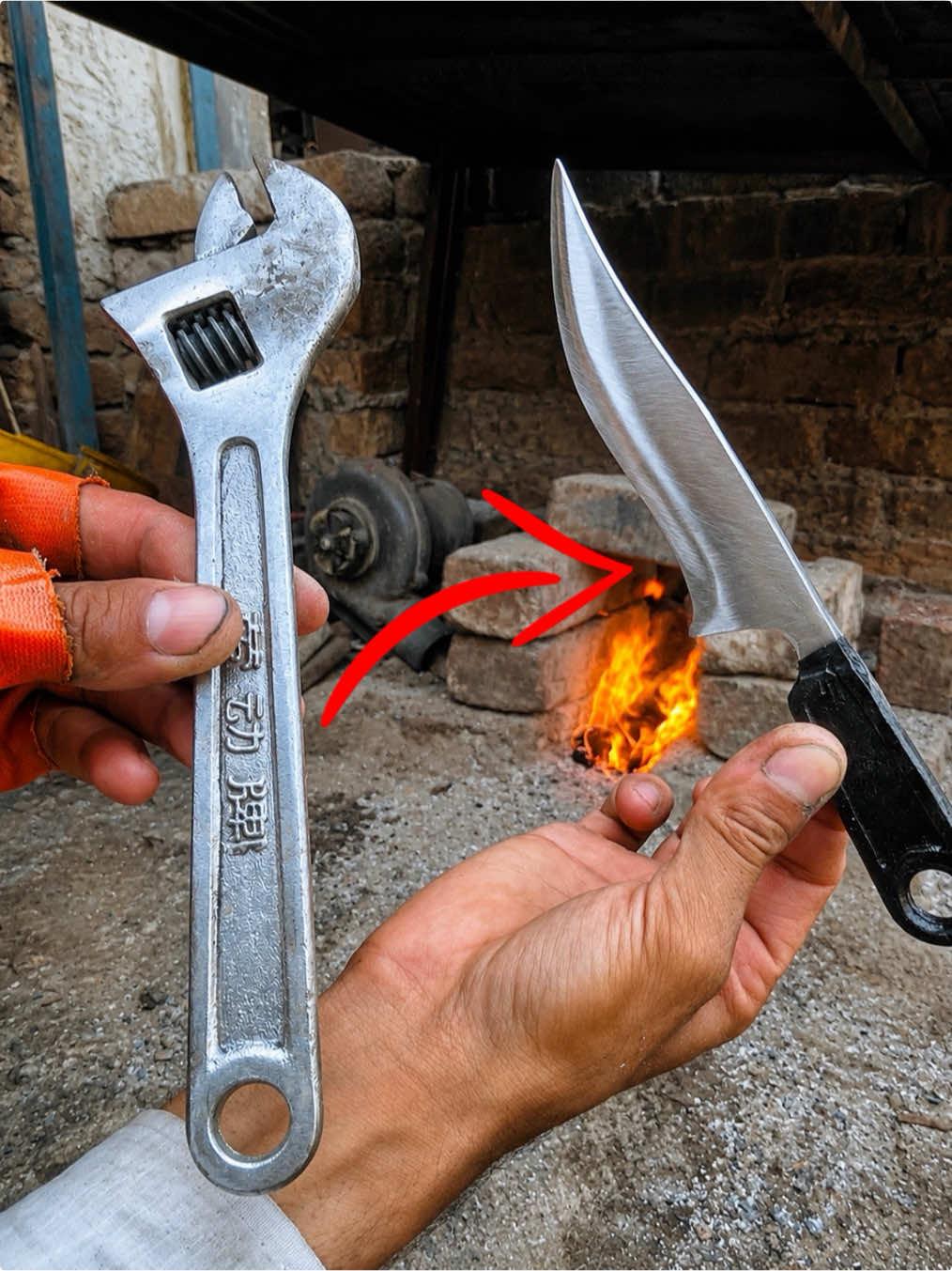 Forging handmade stylish knife from rusty wrench  #knife #knifemaking #handmade #diyknife #diyprojectsideas 