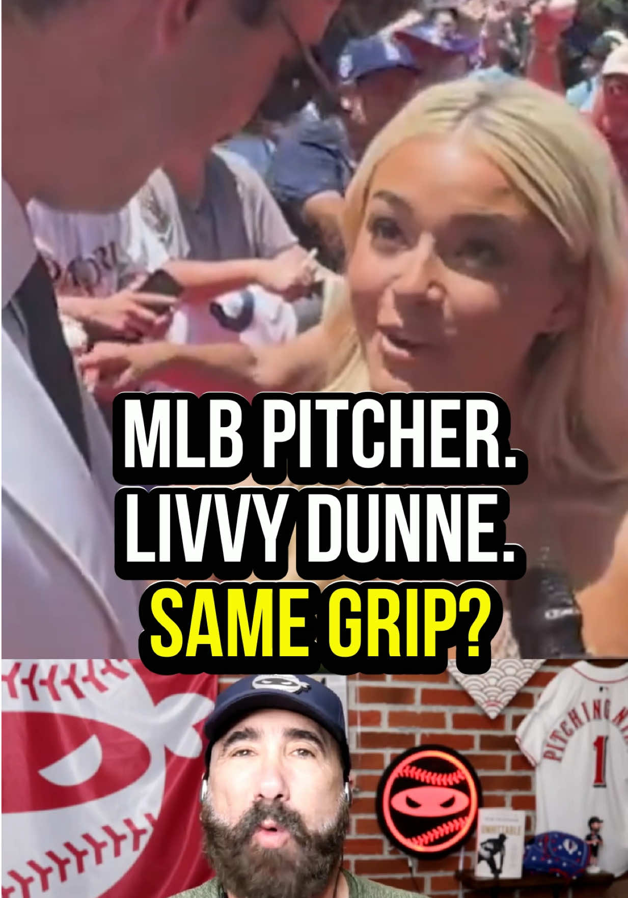 Livvy Dunne and…Didier Fuentes have the same fastball grip! 👀 #MLB #baseball #sports #livvydunne 