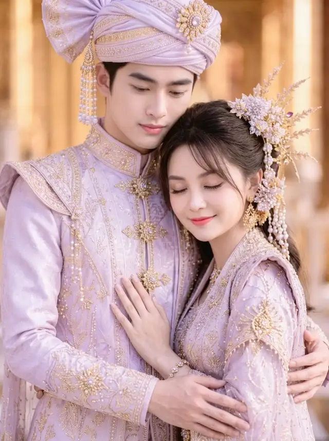 Prompt 1 (မျက်လုံးချင်းဆုံပြီး ဖက်ထားသည့်အမူအရာ) 