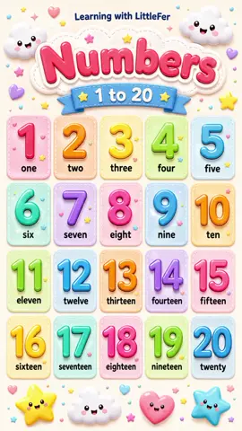Counting Numbers 1-20 | Learning numbers for kids  #preschoollearning #kidslearning #toddlerlearning #kidsoftiktok #littlefer 