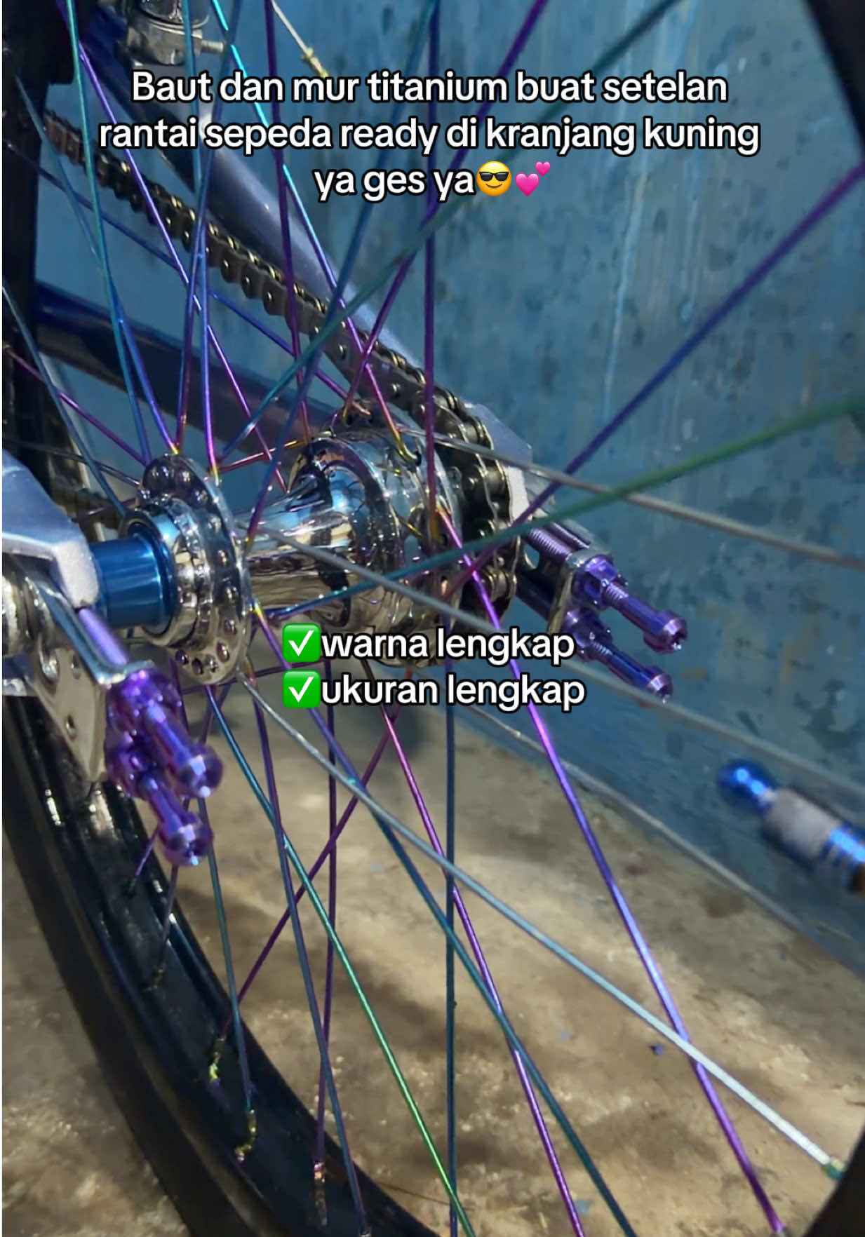 Baut dan mur titanium buat setelan  rantai sepeda ready di kranjang kuning  ya ges ya😎💕#bauttitanium #murtitanium #sepedahedon😎🤬 #onthelspeedsurabaya #promoguncang88 