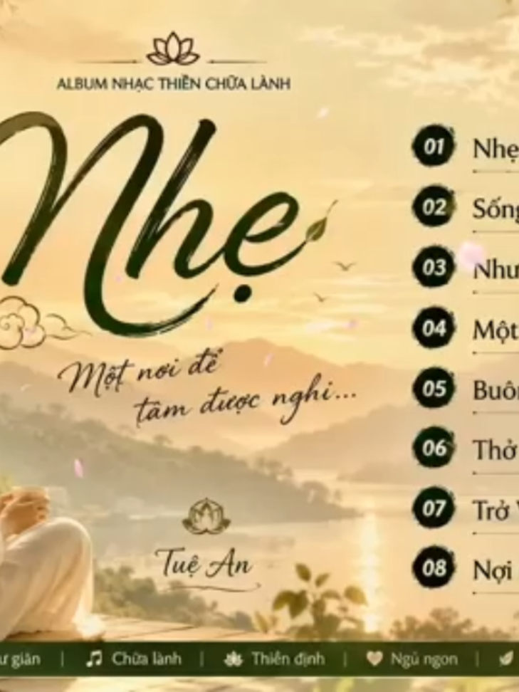 #nhacngungon #nhacthien #nhacphatgiao “NHẸ” là album nhạc thiền chữa lành giúp tâm an yên sau những bộn bề cuộc sống 🌿