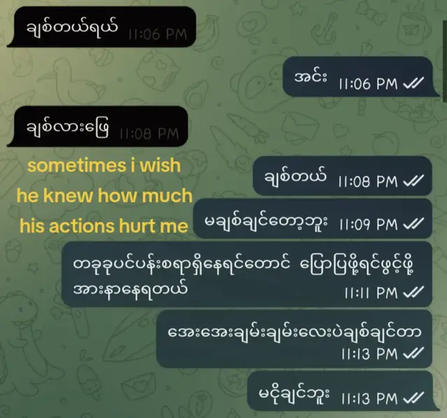 ချစ်နေရခြင်းကိုဖယ်လိုက်ရင် အရာအားလုံးကနာကျင်စရာတွေကြီးပါပဲ
