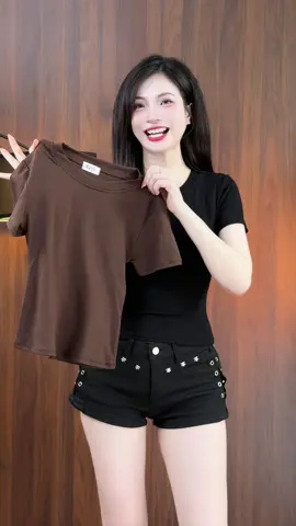Áo thun trơn cổ tròn xinh #aothun 