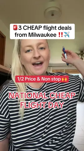 3 amazing flight deals from Milwaukee! Including round trip non stop flights that are half price! 🙌✈️ # #flightdeals #cheapflights #airclubpartner #milwaukee #nationalcheapflightday 