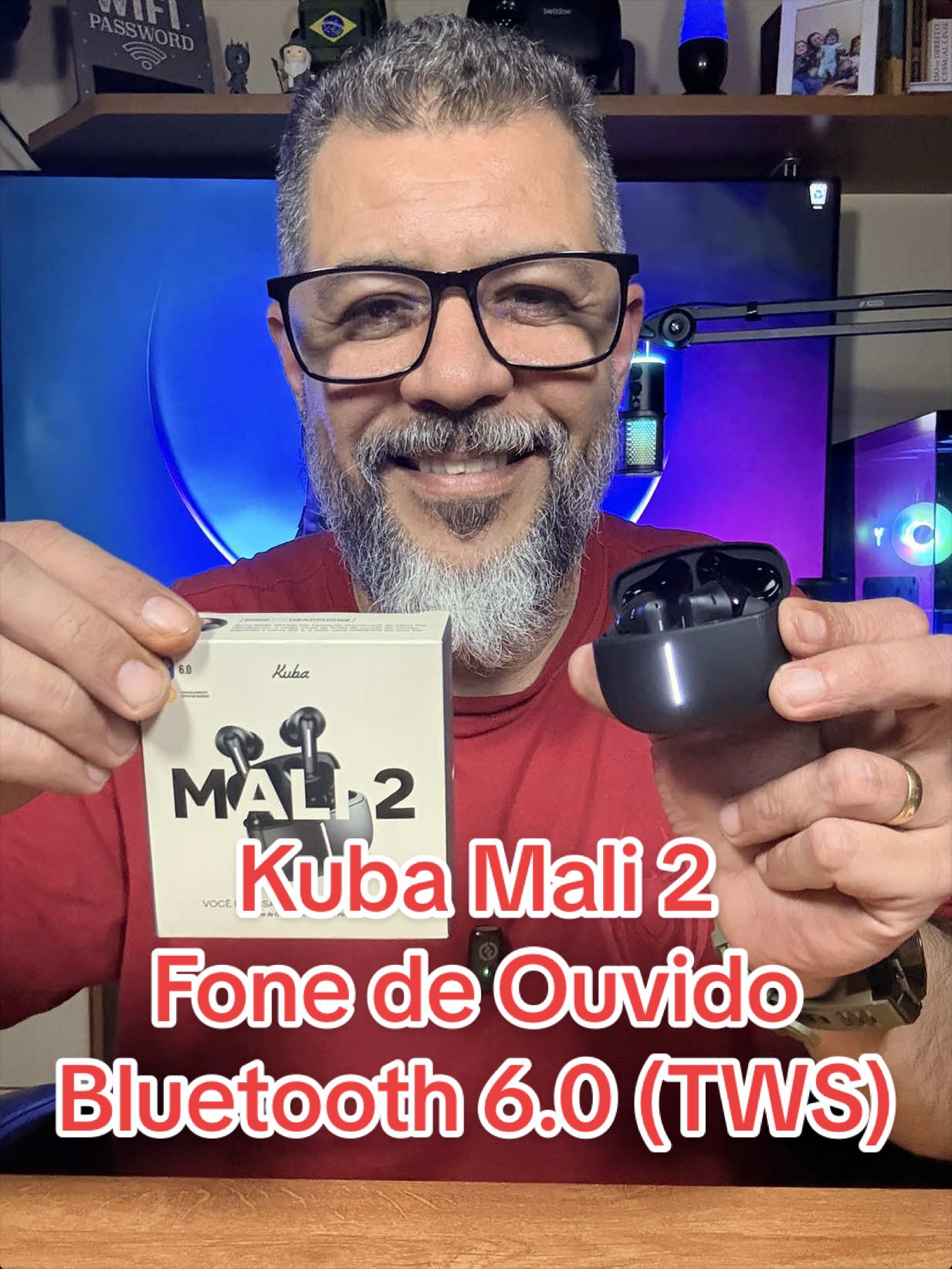 Fone de Ouvido Sem Fio (TWS) Kuba Mali 2 com Cancelamento Ativo de Ruído (ANC) e Conexão Bluetooth 6.0 #tiktokshop #tiktokshopchegou #tiktokshopbr88 