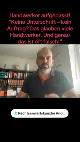 Viele Handwerker glauben, dass ohne Unterschrift kein Vertrag zustande kommt. Das stimmt so nicht. Entscheidend ist, ob Angebot und Annahme vorliegen und ob du das später beweisen kannst. In diesem Video erkläre ich die Rechtslage verständlich und praxisnah. ⸻ #Handwerker #Werkvertrag #Baurecht #BGB      