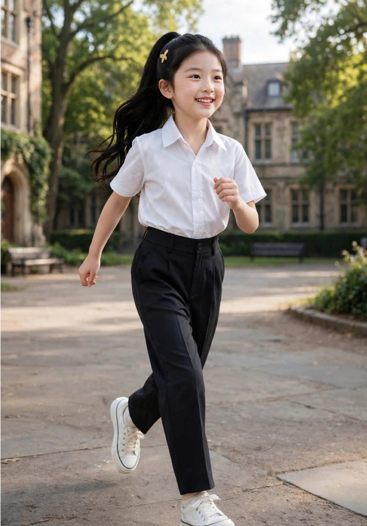 [19-45kg] Áo Sơ Mi Trắng  mix Quần Tây Đen Baggy Đồng Phục Bé Gái (Bán Lẻ) #aosomibegai #quantaybegai #dongphuchocsinh #trangphucdihoc #quanaobegai 