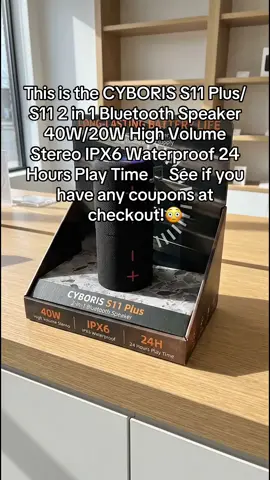 CYBORIS S11 Plus/S11 2 in 1 Bluetooth Speaker 40W/20W High Volume Stereo IPX6 Waterproof 24 Hours Play Time Bluetooth V5.3 Connectable for Smartphones & More bluetooth speaker subwoofers Audio Magnetic #BackToSchool #TikTokShopCreatorPicks #AIGC  - - *Final price, shipping, coupons, and discounts may vary depending on your TikTok account, available offers, and ongoing promotions. Please refer to the product listing for the most current pricing and details.