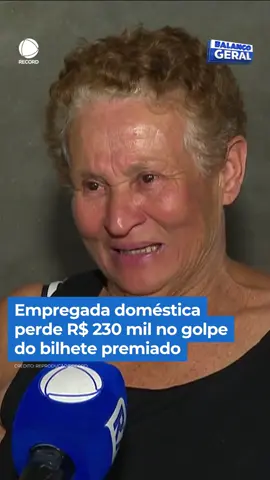 Uma empregada doméstica de 66 anos foi vítima do golpe do bilhete premiado. Dona Auri caminhava pelo Bosque da Saúde, na zona sul de São Paulo, quando foi abordada por uma mulher que se identificou como 