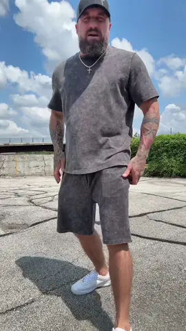 Replying to @Lori 100% cotton charcoal two-piece set. 🔥 Vintage washed look, matching tee and drawstring shorts, and an easy everyday fit that keeps the whole outfit clean without trying too hard. . #MensFashion #TwoPieceSet #MensStreetwear #CottonOutfit #MensStyle