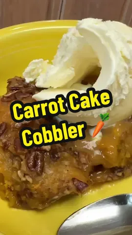 Carrot cake meets warm, gooey cobbler… and topped with a scoop of vanilla ice cream? YES PLEASE! 🥕🍰🍦 This one is SO good! #carrotcake #cobbler #desserts #dessertideas 