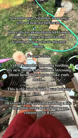 Turns out, this is my version of rich. 🐮🤍 Slow mornings. More options. A little more breathing room. If you’re ready to start building yours, comment BUILD.  #homesteaddreams #sidehustlesformoms #MultipleIncomeStreams #makemoneyfromyourphone #sahmgoals 