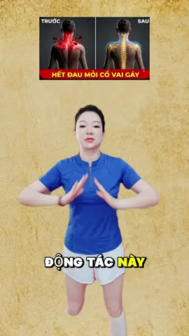Chỉ 1 động tác giúp cổ, vai và lưng vận động cùng lúc. Lưu lại để tập cùng mình mỗi ngày :#DuongSinh #TapTaiNha #CoVaiGay