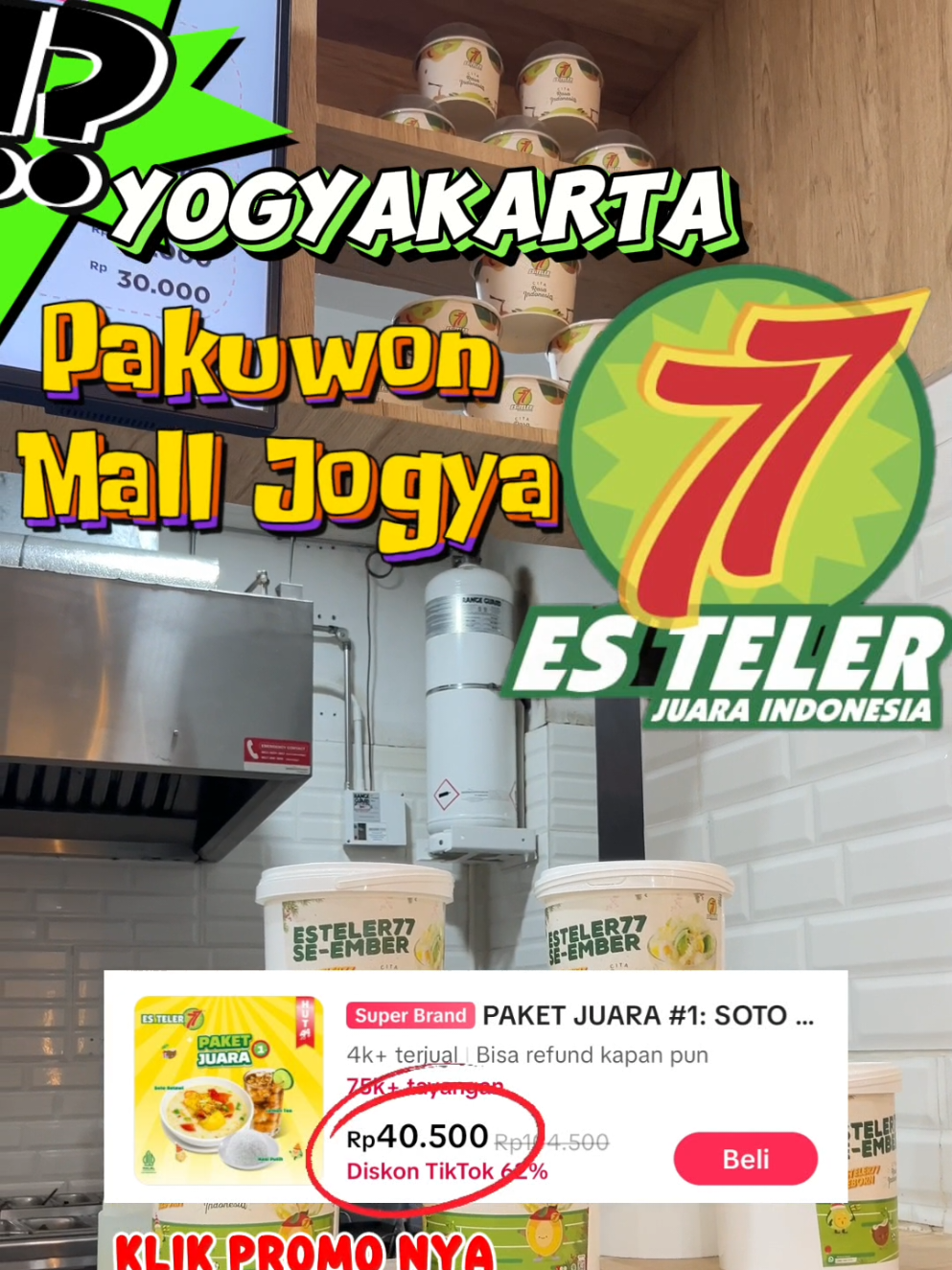 Dapatkan promonya di ES TELER 77 PAKUWON MALL JOGYA - klik tag lokasi yang berwarna hijau di pojok kiri bawah - pilih menu promonya - lakukan pembelian & pembayaran (via dana, gopay, transfer bank)  - tukarkan voucher di outlet ES TELER 77 - selamat menikmati @foodiehunterz  #juarakulineragustus  #TikTokGOGempar #bismillahfyp  #esteler77pakuwonmalljogya #lsdagency