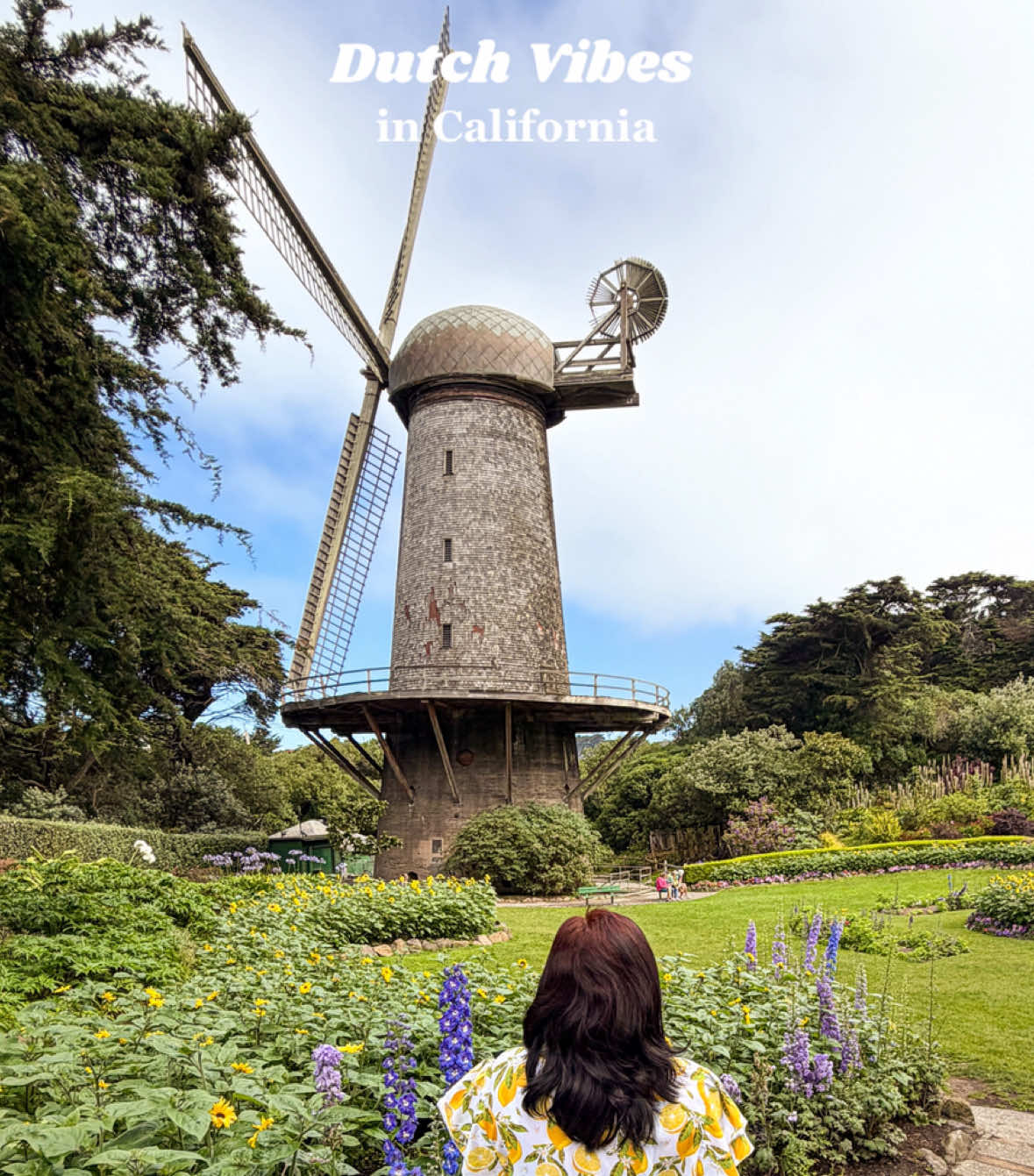 DUTCH VIBES in CALIFORNIA 🌷✨ Queen Wilhelmina Garden feels like stepping into a fairytale 🌸💐 With colorful blooms, the iconic windmill and dreamy views, this spot is definitely worth adding to your SF bucket list. 🌿🤍 📌Save this for your next San Francisco adventure  ✨ Tag someone you’d love to visit with! 💕 . . #SanFrancisco  #californiatravel #californiaadventure #sanfranciscolife #windmill 