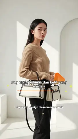 Beg tangan wanita Helen Qasseh, beg silang bahu yang trendi, reka bentuk kanvas dan kulit yang bergaya #slingbagwanita #fashionbag #larissahandbag #handbaglarissa #bagslingbagwomen