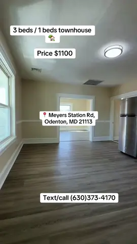 3 beds 🛌/ 1 baths 🛀 townhouse 🏠 available for rent in Meyers Station Rd, Odenton, MD 21113 Price $1100 Utilities included #odenton #Maryland #apartmenttour #housetour #fyp 