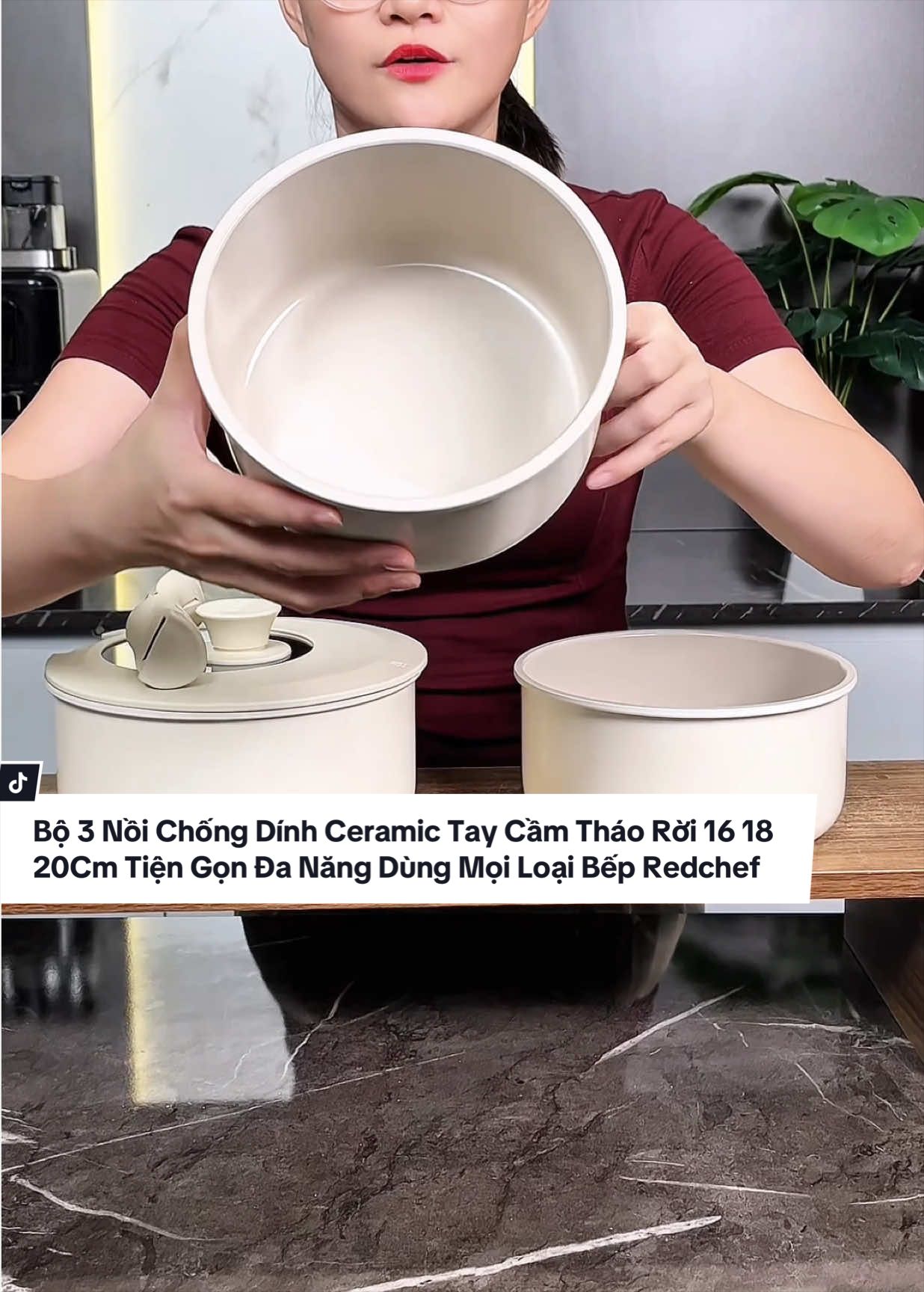 Bộ 3 Nồi Chống Dính Men Gốm Sứ Ceramic Trơn Bóng Dễ Vệ Sinh Tay Cầm Tháo Rời 16 18 20Cm Kèm 1 Nắp Vung Kính 1 Cán Kẹp Tiện Gọn Đa Năng Dùng Được Mọi Loại Bếp Redchef #thuplastic #bonoichongdinh #bonoibeptu #noichongdinh #redchef 