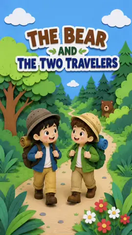 🐻 The Bear and the Two Travelers 🌲 A classic story with a simple lesson: A true friend never leaves you in danger. ❤️ #EnglishForKids #KidsStories #LearnEnglish #AesopsFables #StoryTime