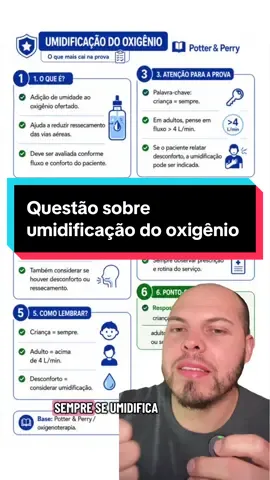 Questão sobre  umidificação do oxigênio  #concurso #Enfermagem #ConcursoEnfermagem #concursopublico #sus 
