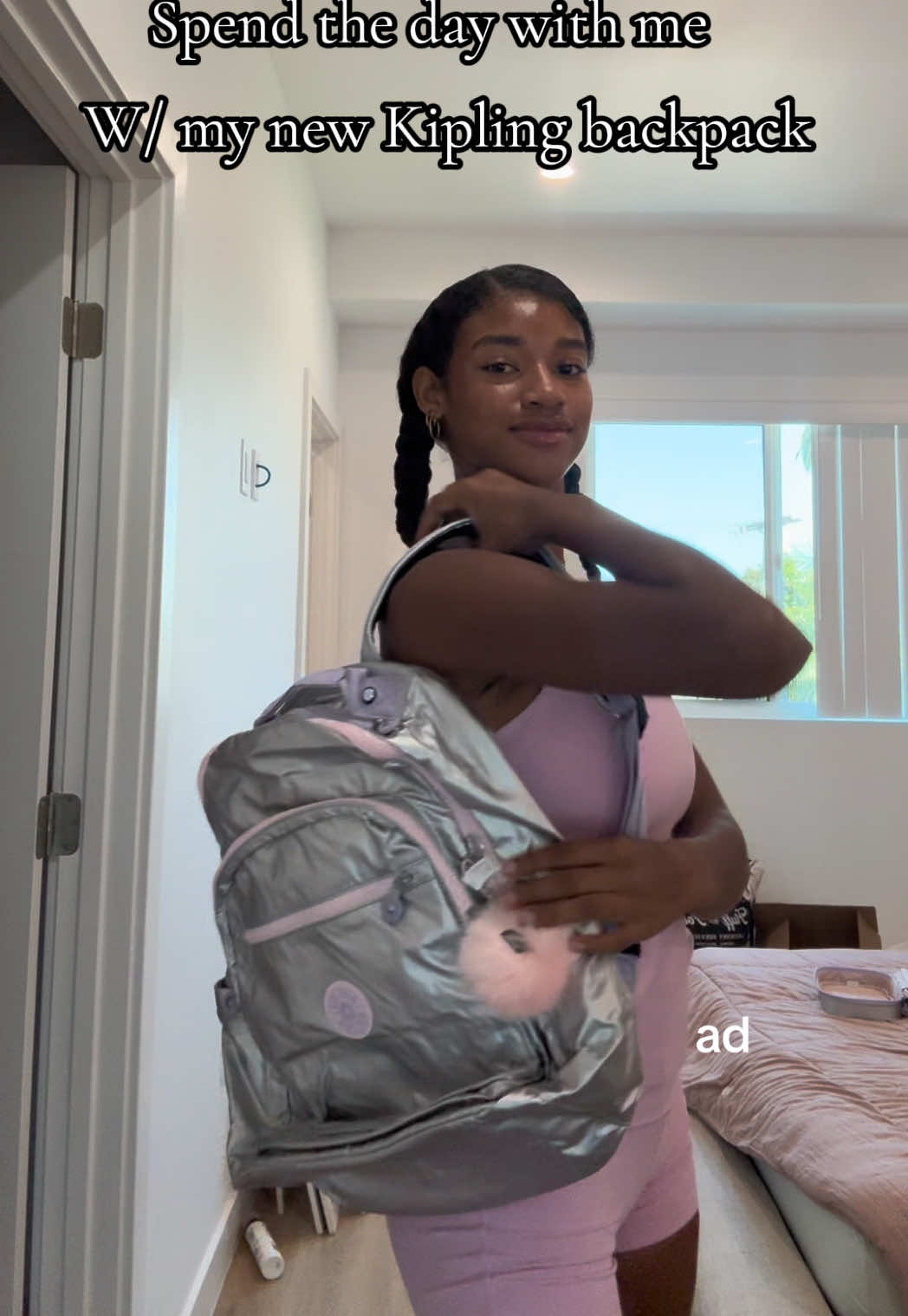 TikTok Caption:  Come spend the day with me ☀️ #KiplingPartner  There's something about having one bag that works for literally everything. My @kipling bag fits all my essentials without sacrificing style, and it's been my everyday go-to lately. 