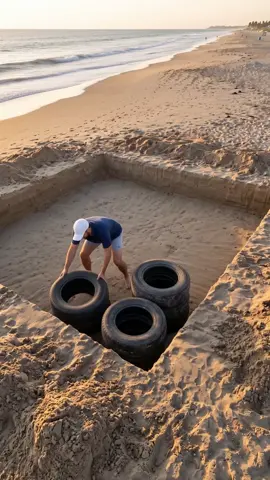 Man Built a beach house using tires #diybuild #TinyHouse #ConstructionTimelapse 