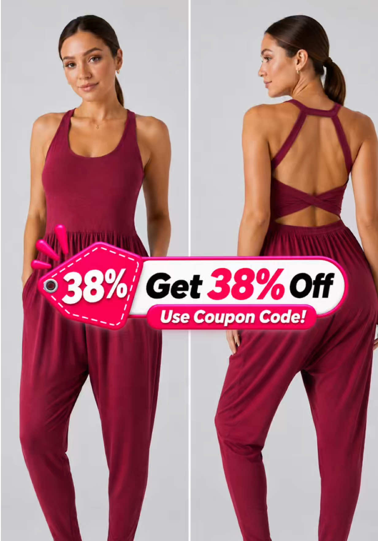 This jumpsuit is giving comfort AND style 😍 Lightweight, breathable and effortlessly flattering, with handy side pockets and a gorgeous twisted backless detail. Perfect for everyday wear and summer looks. 🛍️✨ Tap the basket below to check it out! 🛒 #TikTokShop #TikTokShopFinds #Jumpsuit #SummerStyle #FashionFinds 