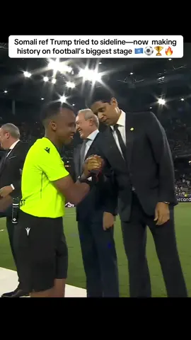 Trump’s ban kept @Omar Artan 🇸🇴 out of the World Cup. Today, the Somali referee made history on Europe’s biggest stage. Congrats, Omar.  #UEFASuperCup #africantiktok  #somalitiktok  #usa_tiktok 