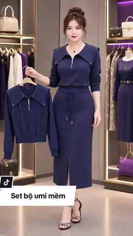Màu xanh navy tôn da quá, mặc đi làm nhìn thanh lịch 💙 #SetNuThanhLich #OutfitNu #MacDep #ThoiTrangNu#AnhThưstyle 