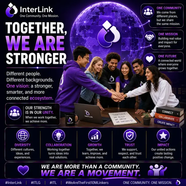 🌍 A Global Community One of the most powerful ideas behind InterLink is connection. Different countries. Different languages. Different backgrounds. Different skills. But one shared ecosystem. Technology becomes more powerful when it connects people instead of keeping them separated. InterLink connects the Linkers. 🔗 #InterLink #ITLG #ITL #wearethefirst10mlinkers 