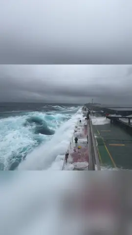 The ocean looks terrifying… but this is exactly what these ships are engineered for. #Ocean #CargoShip #Engineering #Ships #Nature