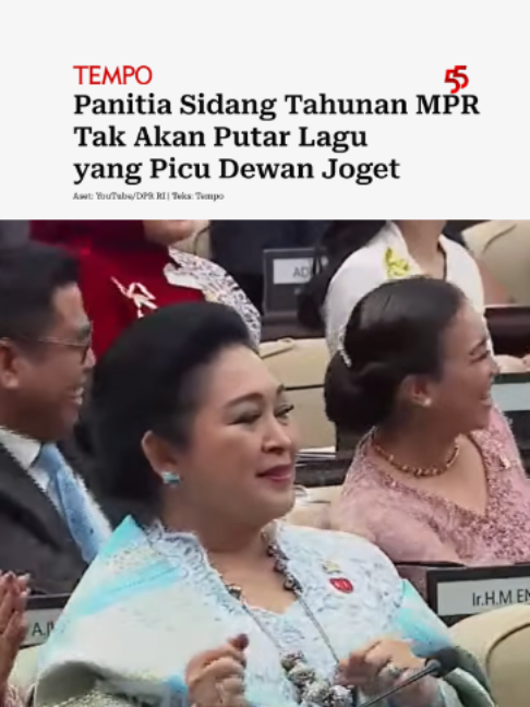 Sekretariat Jenderal DPD memutuskan untuk tidak memutar lagu nasional dan daerah yang memiliki tempo cepat dan ritme bersemangat dalam rangkaian Sidang Tahunan MPR RI dan Sidang Bersama DPR RI serta DPD RI tahun 2026 pada Jumat, 14 Agustus 2026. Simak berita selengkapnya di tempo.co #tempodotco #TUpdate #DPR #MPR #DPD