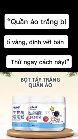 Quần áo trắng bị ố vàng, dính vết bẩn khó giặt? 🥹 Thử ngay bột tẩy enzyme sinh học này nhé! Tiện lợi, dễ dùng, giúp quần áo sạch và sáng hơn ✨
#botaytrang #taytrangquanao #meovatgiadinh #giadunggiadinh