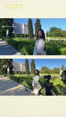 BTS de cómo grabo con la DJI Osmo Pocket 4 🎥✨ Así se ve detrás de cámaras… y así queda el resultado 💛 @DJI Osmo  #DJIPocket4 #DJI #VlogCamera #BTS