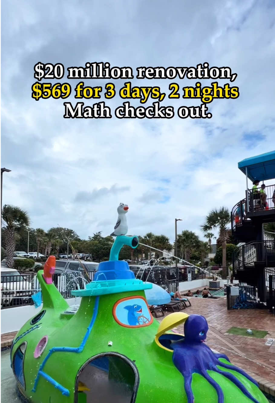 7 pools. 1 interactive submarine zone for kids. The Caribbean Resort just dropped $20M on a full renovation. Duo pool, Skip Jack's Tiki bar, Mist spa, and Sea Captain's House next door. Starbucks + Ben & Jerry's on-site. Walk to Broadway shopping. 🌊☕ #travel #hotel #MyrtleBeach #SouthCarolina #vacation     
