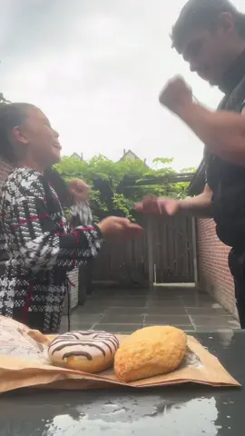 She really wanted donuts 🍩😭#foodchallenge #rockpaperscissors #trend 